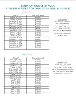 Emerson Rotating Weeks 2024-2025